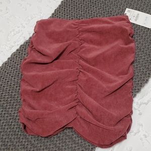 Zara Ruched Rose Ruched Miniskirt